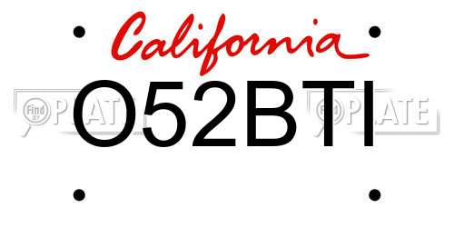 O52BTI California License Plate