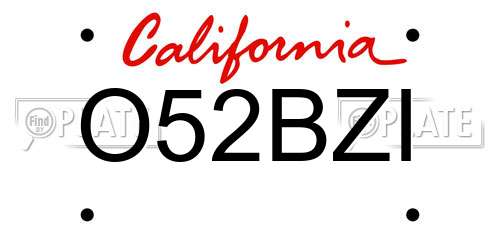 O52BZI California License Plate