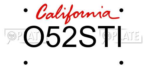 O52STI California License Plate