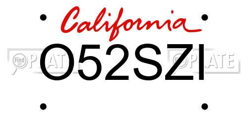 O52SZI California License Plate