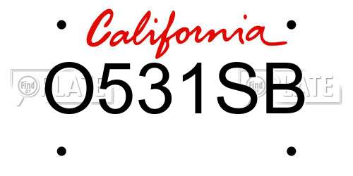 O531SB California License Plate