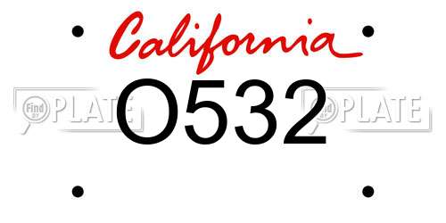 O532 California License Plate