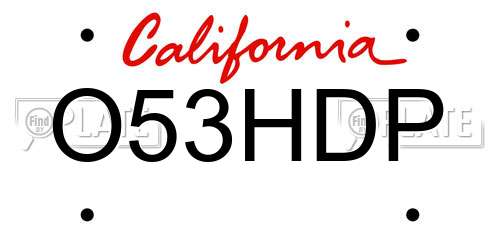 O53HDP California License Plate