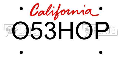 O53HOP California License Plate