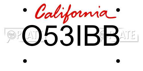 O53IBB California License Plate