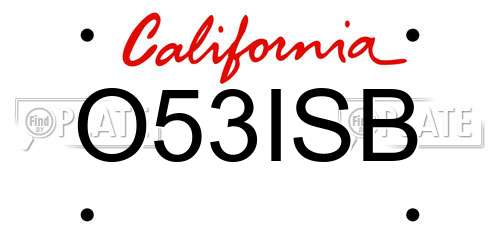 O53ISB California License Plate
