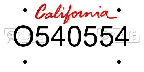 O540554 California License Plate