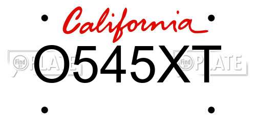 O545XT California License Plate