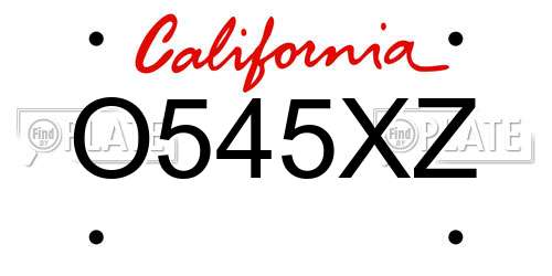 O545XZ California License Plate
