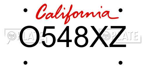 O548XZ California License Plate