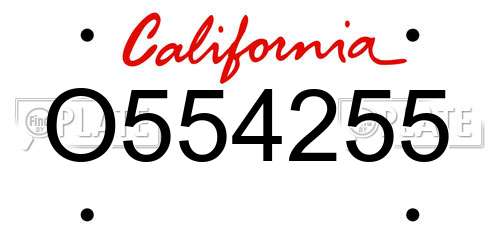 O554255 California License Plate