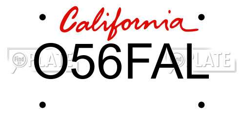 O56FAL California License Plate