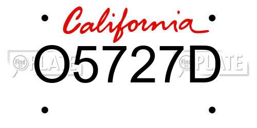 O5727D California License Plate
