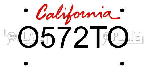 O572TO California License Plate