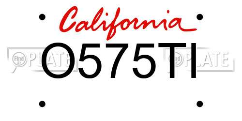 O575TI California License Plate