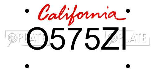 O575ZI California License Plate