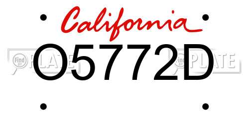 O5772D California License Plate