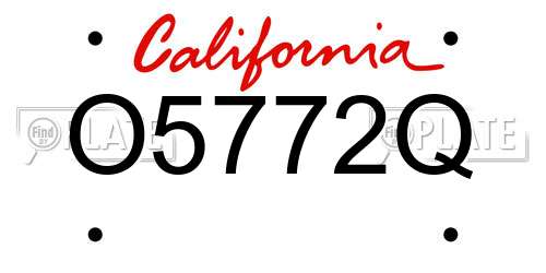 O5772Q California License Plate