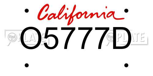 O5777D California License Plate