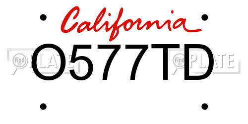 O577TD California License Plate