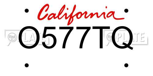 O577TQ California License Plate