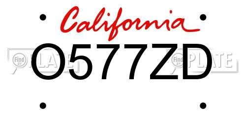 O577ZD California License Plate