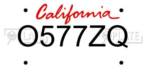 O577ZQ California License Plate