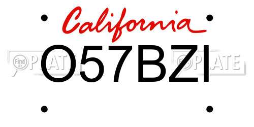O57BZI California License Plate