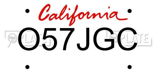 O57JGC California License Plate