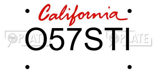 O57STI California License Plate
