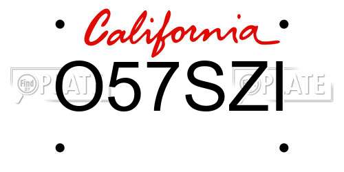 O57SZI California License Plate