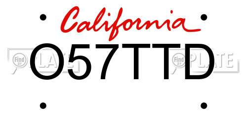 O57TTD California License Plate