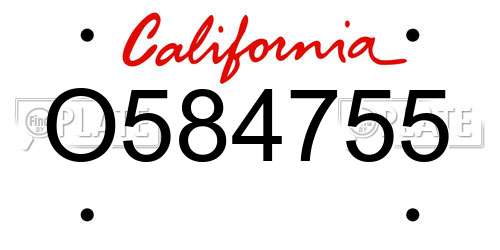 O584755 California License Plate