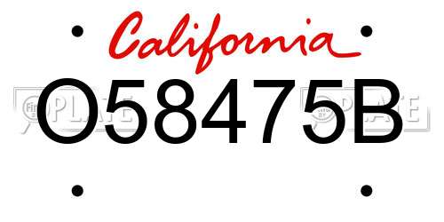O58475B California License Plate