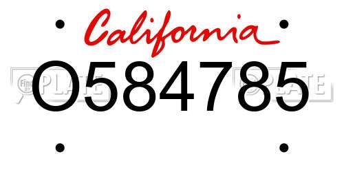 O584785 California License Plate