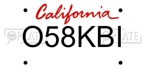 O58KBI California License Plate