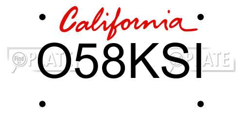 O58KSI California License Plate