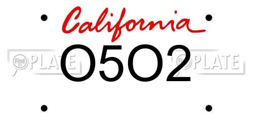 O5O2 California License Plate