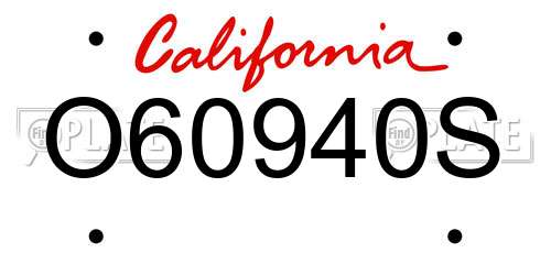 O60940S California License Plate