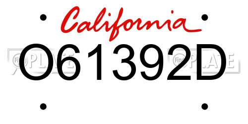 O61392D California License Plate