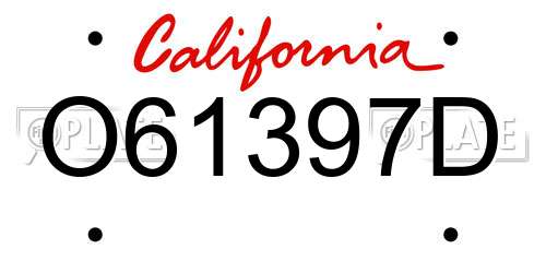 O61397D California License Plate