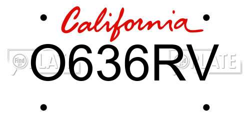 O636RV California License Plate