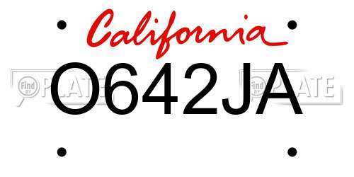 O642JA California License Plate