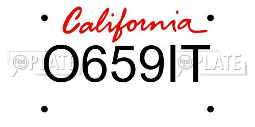 O659IT California License Plate