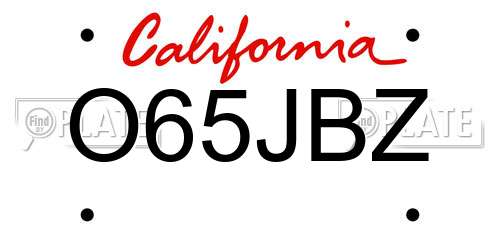 O65JBZ California License Plate