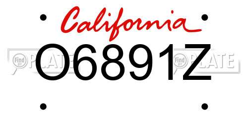 O6891Z California License Plate