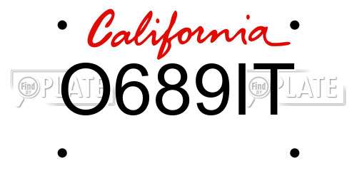 O689IT California License Plate