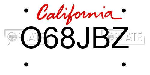 O68JBZ California License Plate