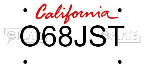 O68JST California License Plate