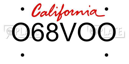 O68VOO California License Plate